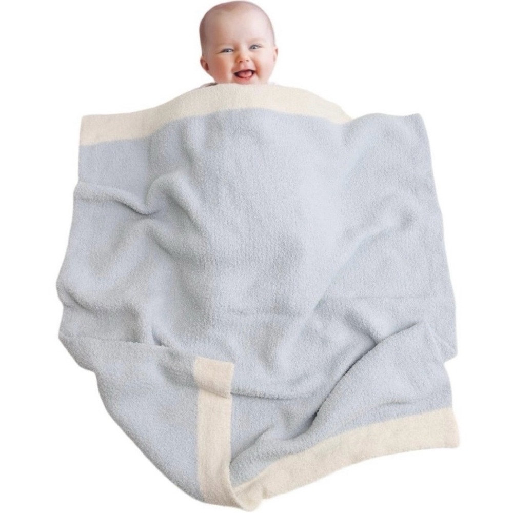 Soft Baby Blanket in Gray and Cream